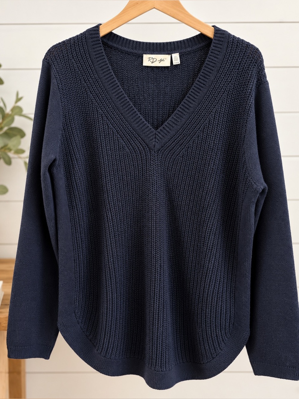 Women’s Navy V-Neck Knit Sweater